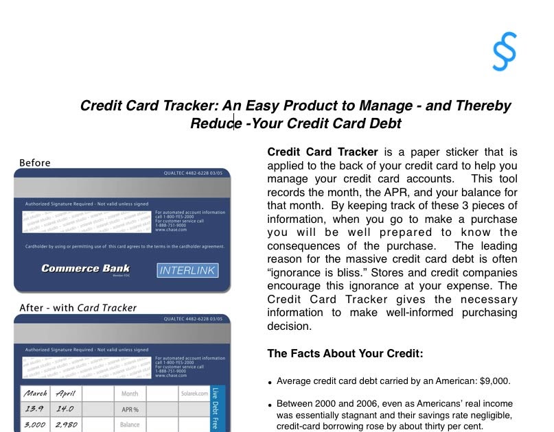Solarek Studio: Tool to track credit card debt by applying ...