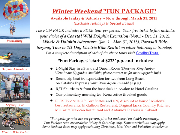 Catalina Island Winter Savings Package