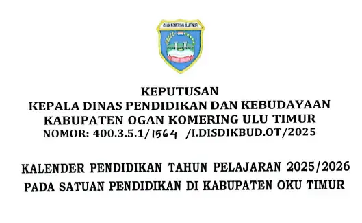 Kaldik atau Kalender Pendidikan Kabupaten Ogan Komering Ulu (OKU) Timur Tahun Pelajaran 2025/2026