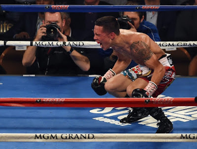 oscar valdez celebrates