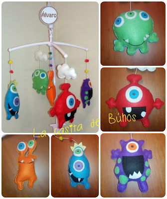 Móvil cuna aliens - Aliens felt baby crib mobile