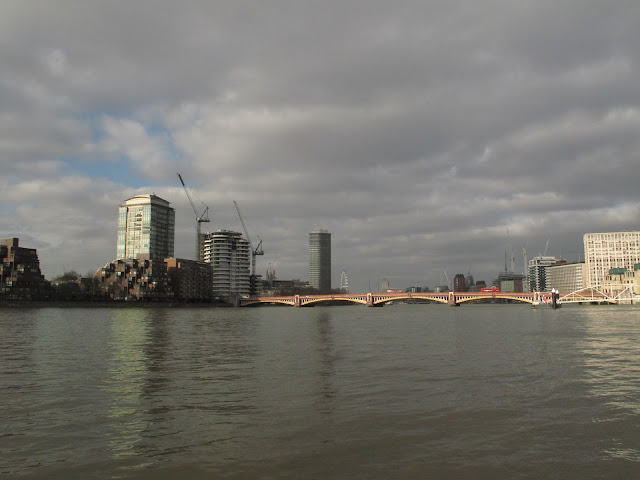 A view of Vauxhall Bridge from the south bank of the Thames.