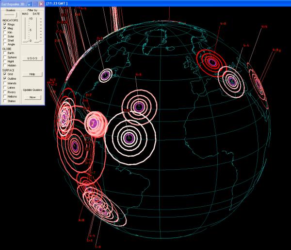 Earthquake 3D,Monitore os terremotos que afetam nosso planeta em tempo real (Freeware)