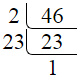 Prime factorization of 46 by division method.