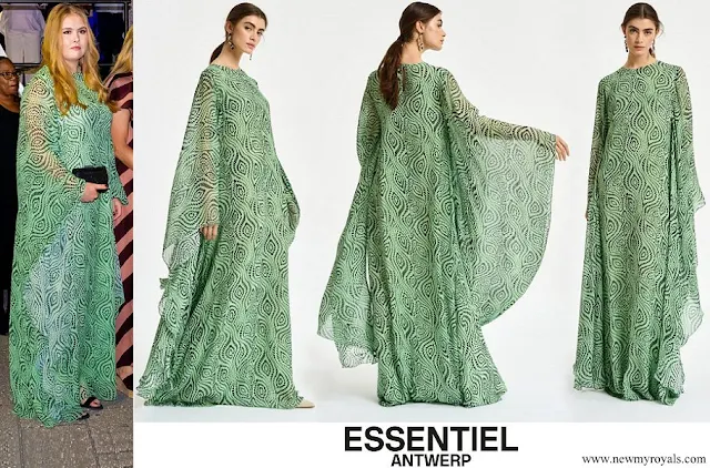 Princess Amalia wore Essentiel Antwerp mint green kaftan dress with geometric print