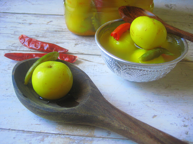 salted and spiced gooseberries