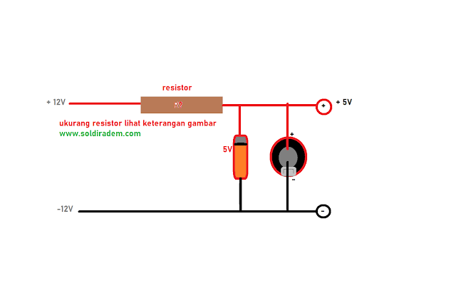 menurunkan tegangan 12v ke 5 volt menggunakan resistor dan dioda zener