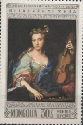 Kuperzky: a young lady with viola la gamba. монгольская марка
