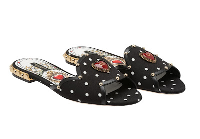 Dolce & Gabbana Embellished Mules Black with polka dots heart and studs