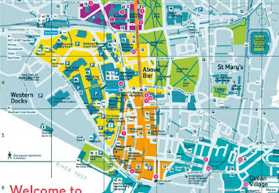 Mapa del centro histórico de Southampton.