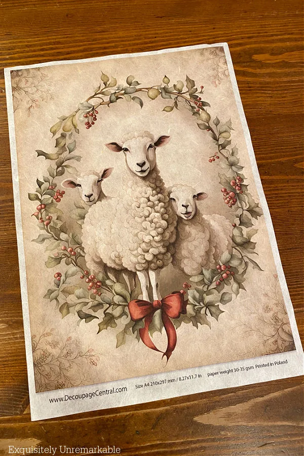 Christmas Sheep Decoupage Paper
