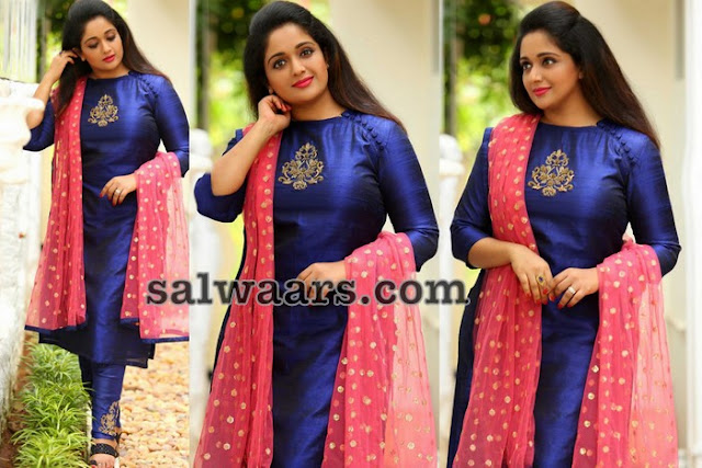 Kavya Madhavan Blue Silk Saree