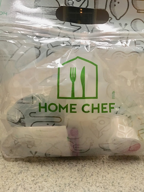 Home Chef meal kits come in this sturdy bag with everything you will need to prepare a delicious meal.