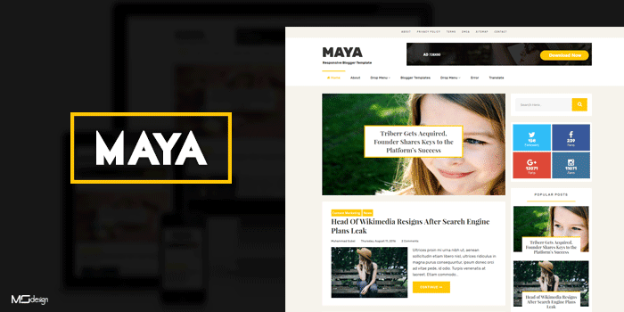 Maya - Professional Blog Style Blogger Template - Responsive Blogger Template