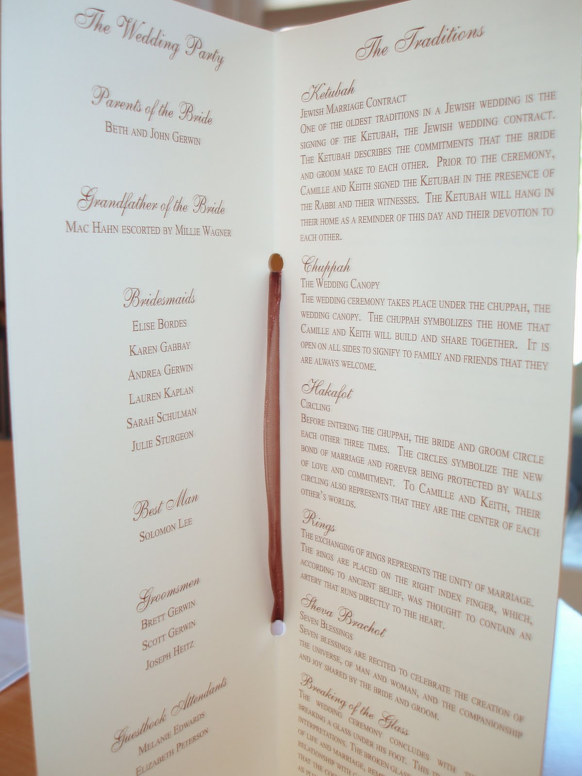 programs for weddings examples