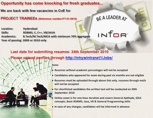  Infor recruiting freshers through employee referral