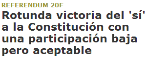 Rotunda victoria del 'sí' a la Constitución con una participación baja pero aceptable