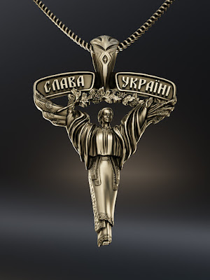 Custom-made symbolic pendant with Berehynia of Ukraine. Glory to Ukraine!