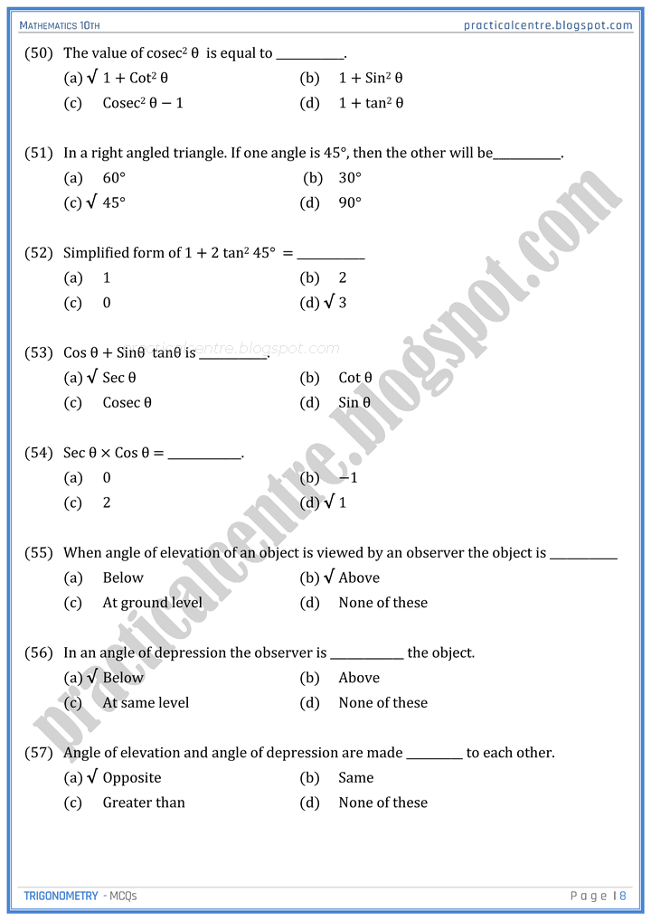 trigonometry-mcqs-mathematics-10th