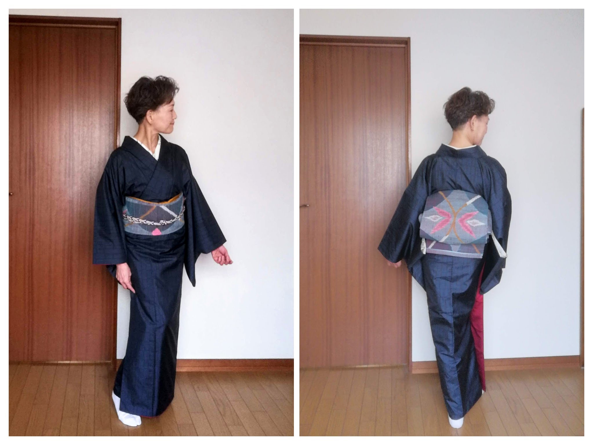 母からの古い大島紬は帯を選ばず合わせやすい着物１１月|50代60代の