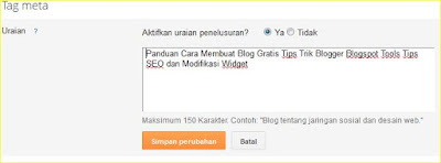 memasang meta tag deskripsi blog