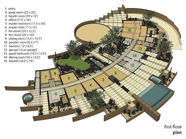 First floor plan of Sefcovic Residence by Tate Studio Architects