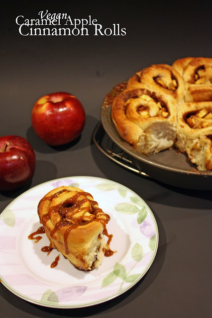 vegan caramel apple cinnamon rolls