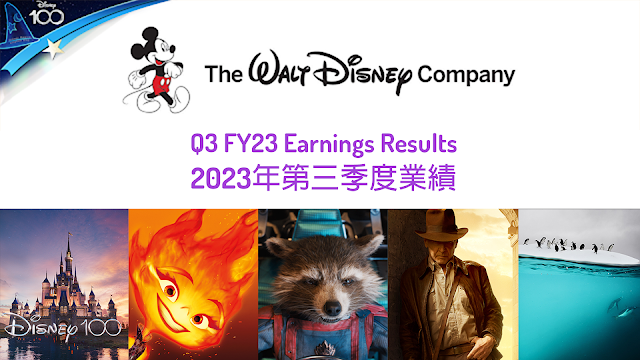 華特迪士尼公司 公佈 2023年第三季度業績, The Walt Disney Company announces Q3 FY23 Earnings Results
