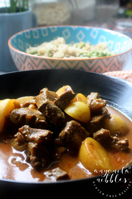 Succulent massaman curry with peanut butter, beef and potatoes