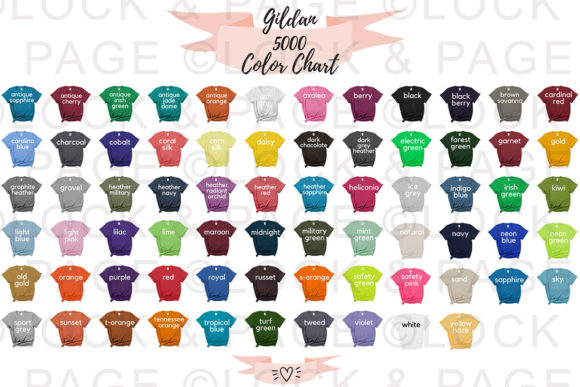 Design Gildan 5000 Color Chart Mockup Free Commercial license is always included