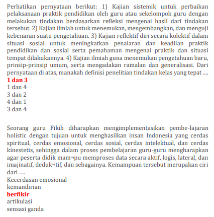 SOAL UP DAN KUNCI JAWABAN PPG 2021 FIQIH DAN PEDAGOGIK - Intel Madrasah