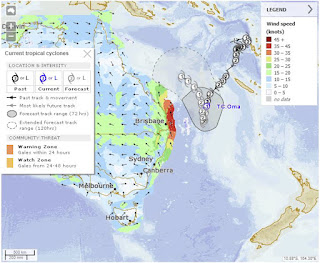 Tropical Cyclone Oma off the coast of Qld