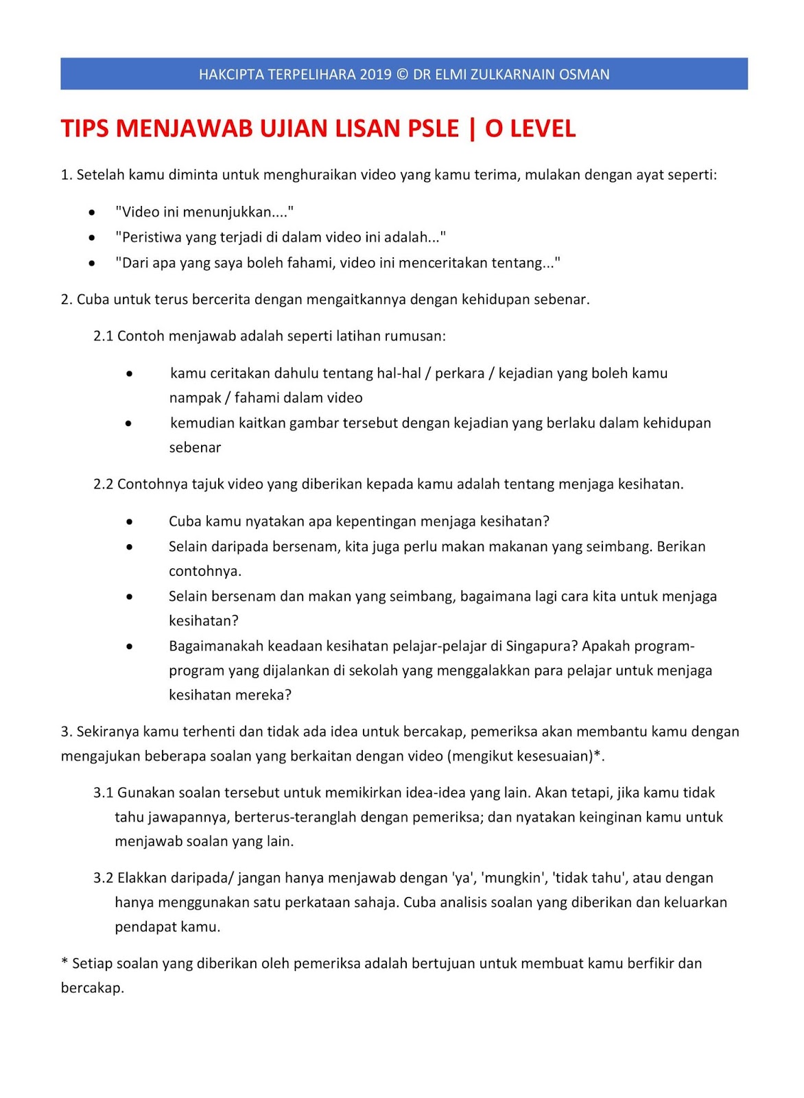 Malay Language Tuition Malay Tutor Malay Tuition Singapore Tips Menjawab Ujian Lisan Psle O Level Malay Language Oral Exam Tips