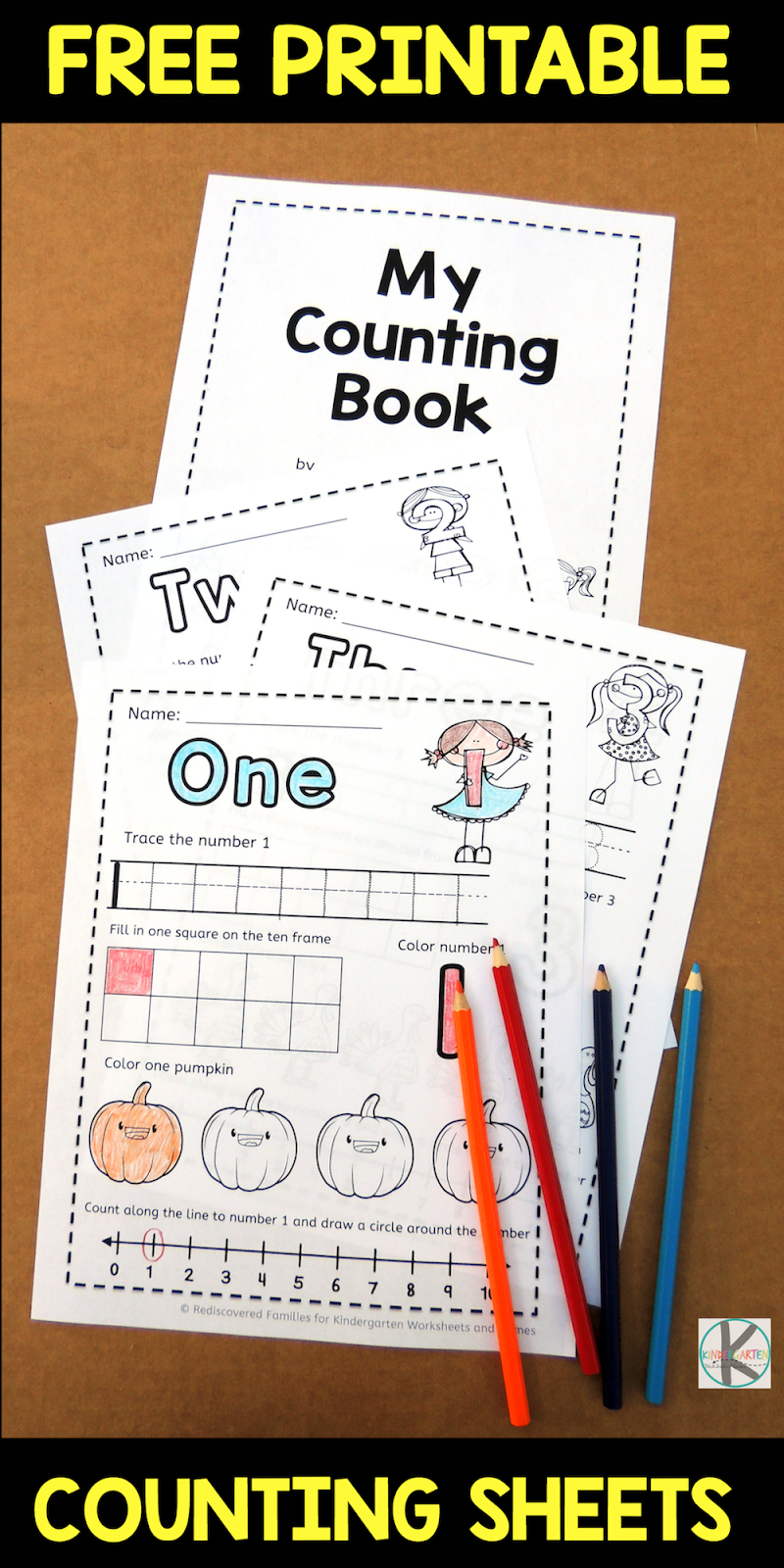 Kindergarten Worksheets And Games FREE Fall Counting