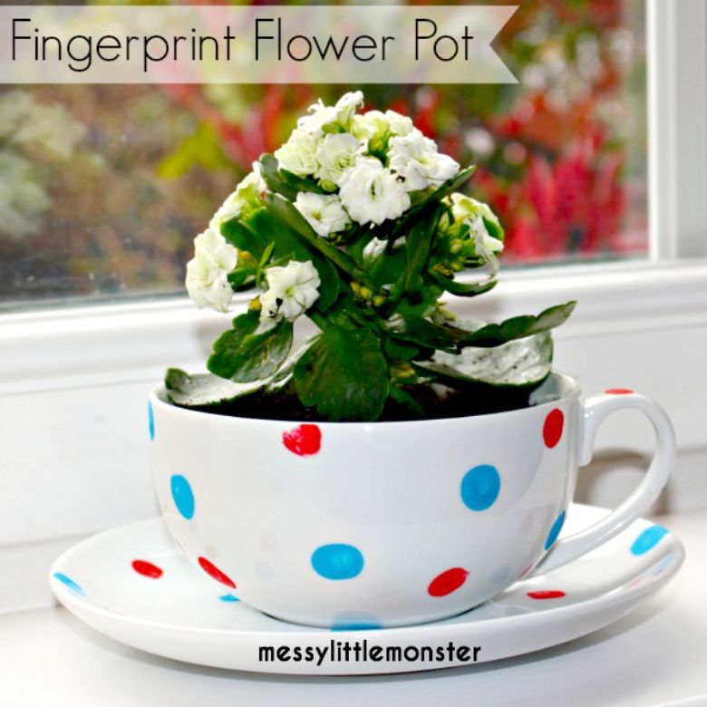 Fingerprint Flower Pot - Mother's Day Painting Ideas