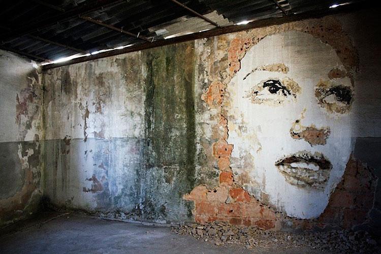 Vhils's Chipped Wall Portraits Seen On www.coolpicturegallery.us