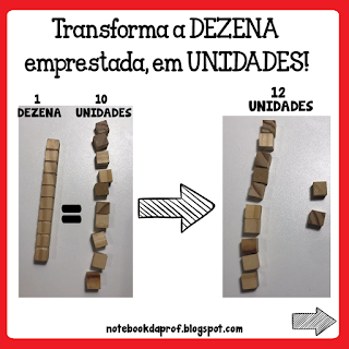 subtração com material dourado