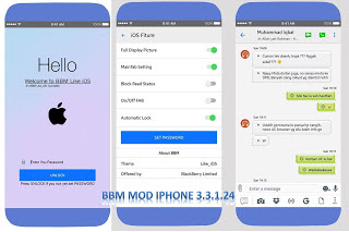 BBM Mod Iphone Style IOS Versi APK+DATA v3.3.1.24 Terbaru 2017