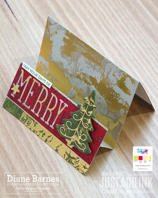 Double Easel Fun fold Christmas card using Stampin Up Season of Elegance paper and Greetings of the Season stamp set and dies. Card by Diane Barnes - colourmehappy - cardmaking - stamping - die cutting - stampinupcards