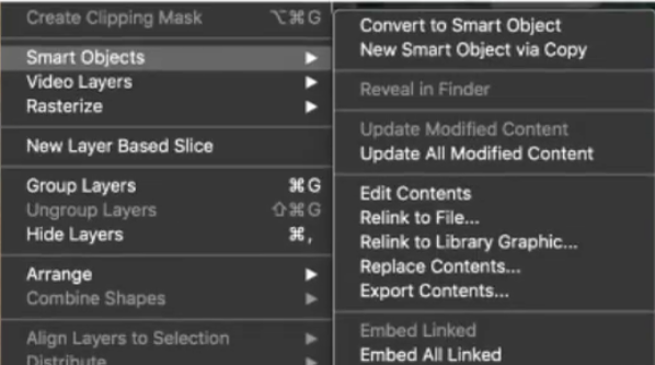 Which command in the Smart Objects submenu would you see to save the original file for the selected layer