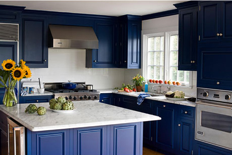 Dapur minimalis warna biru