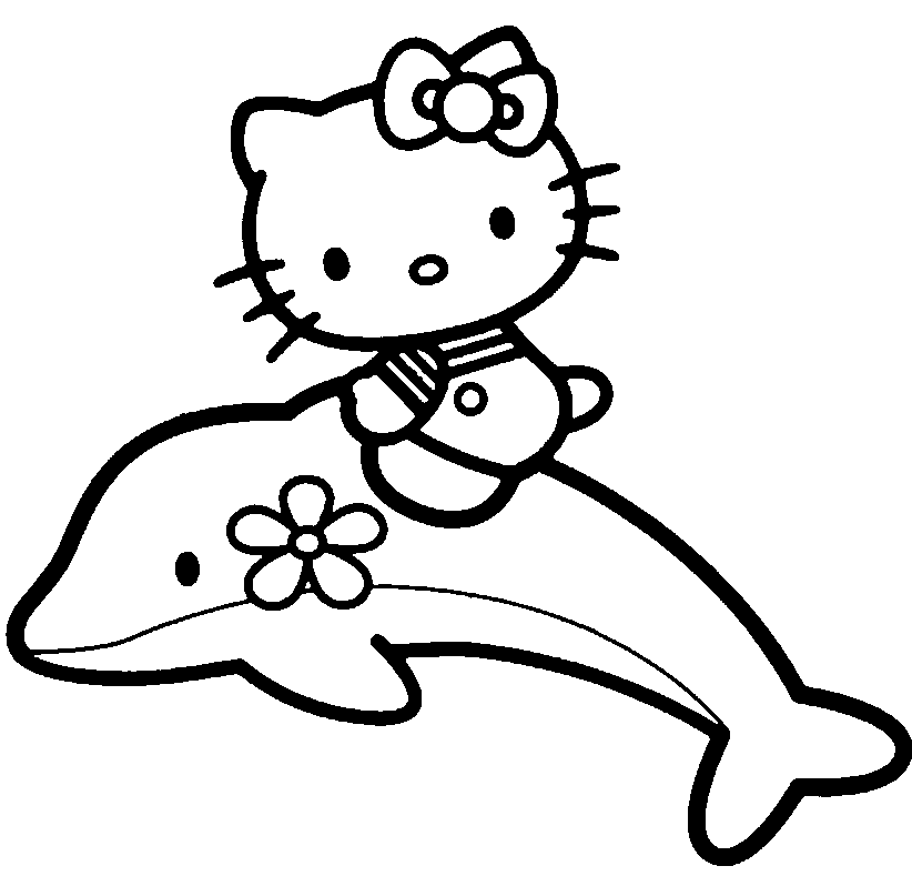 Hello Kitty encima de un delfín