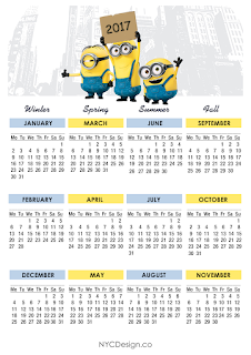 Calendario 2017 de los Minions para Imprimir Gratis. 