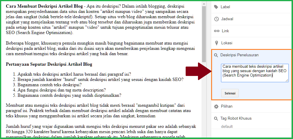 Tips Membuat Deskripsi Artikel Blog