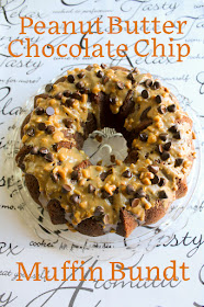 Food Lust People Love: It looks like cake and tastes like cake but this is actually a big peanut butter chocolate chip muffin baked in a Bundt pan! Made with the muffin method of mixing wet and dry ingredients in one bowl, it’s fast, easy and delicious. Because this is a celebratory muffin Bundt, I topped it with some melted crunchy peanut butter (and butter) and a generous sprinkling of semi-sweet chocolate chips. You can leave those off but I think you’ll be sorry you did!