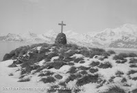 A cross on top of Shackleton's tomb in South George Island.