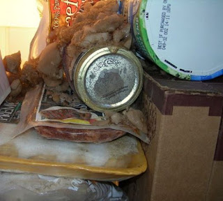 Freezer with spilled soda