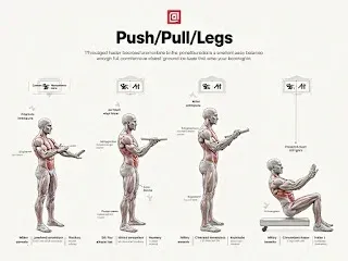 جدول تدريب Push Pull Legs للتضخم العضلي
