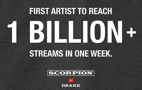 อัลบั้ม Scorpion ของ Drake สร้างสถิติยอด Streaming 1 พันล้านครั้งใน 1 สัปดาห์