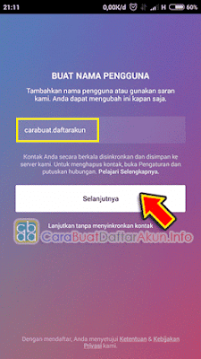 cara buat username instagram